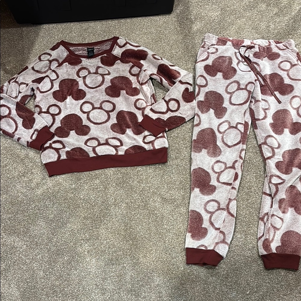 Disney Maroon and White Mickey Mouse Sweater